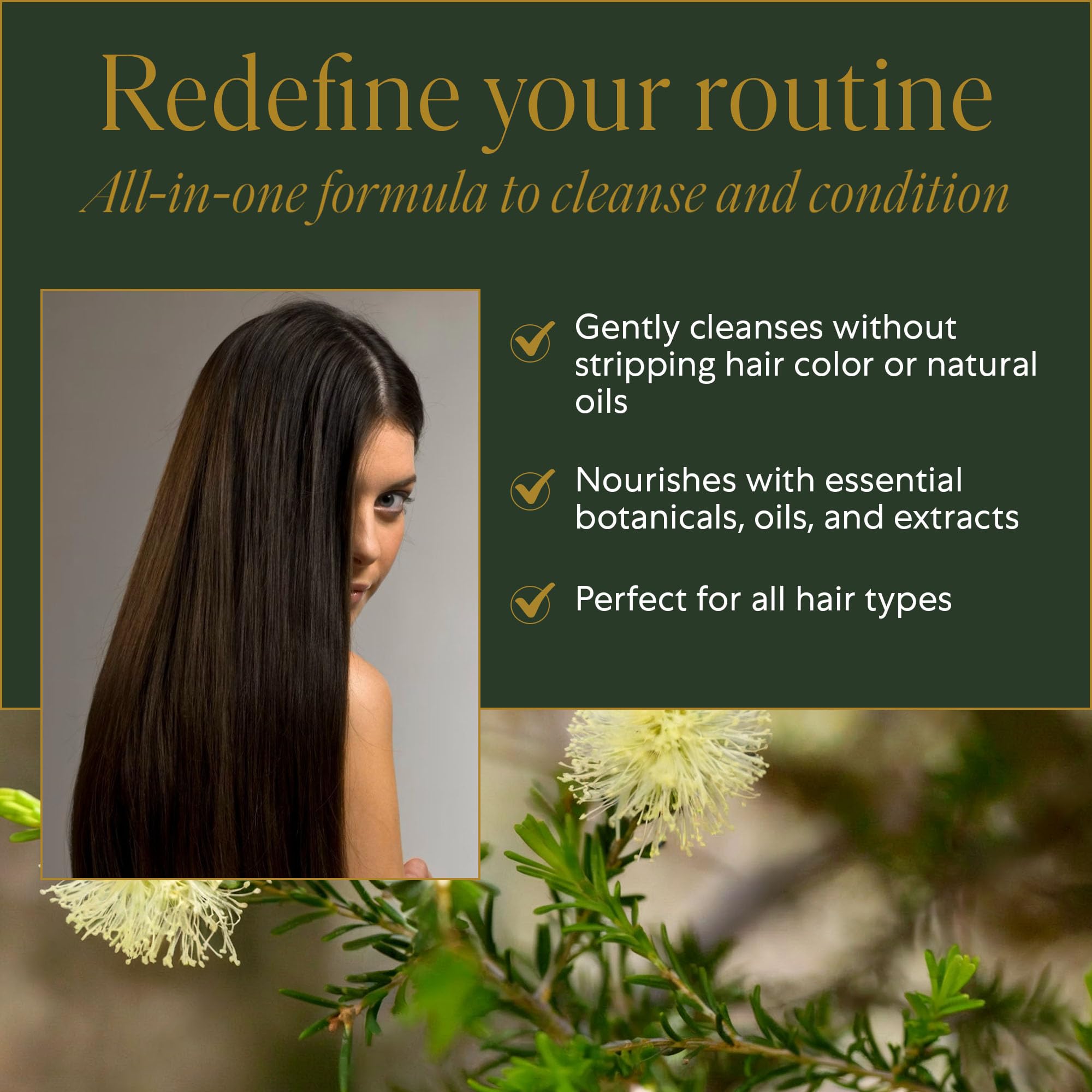 WEN Tea Tree cleansing bottle pour highlights gentle cleansing without harsh sulfates.