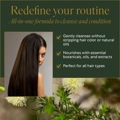 WEN Tea Tree cleansing bottle pour highlights gentle cleansing without harsh sulfates.