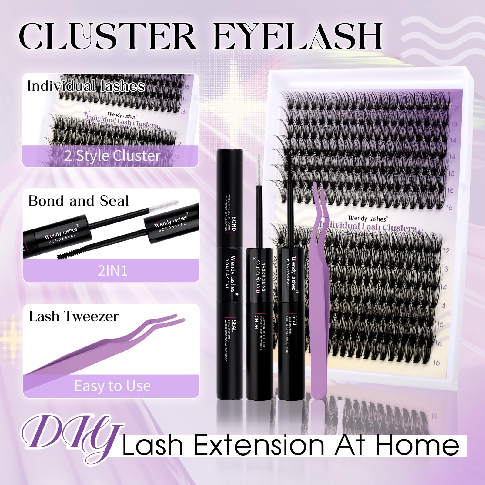 Wendy Lashes 240 cluster lashes in matte black for natural look