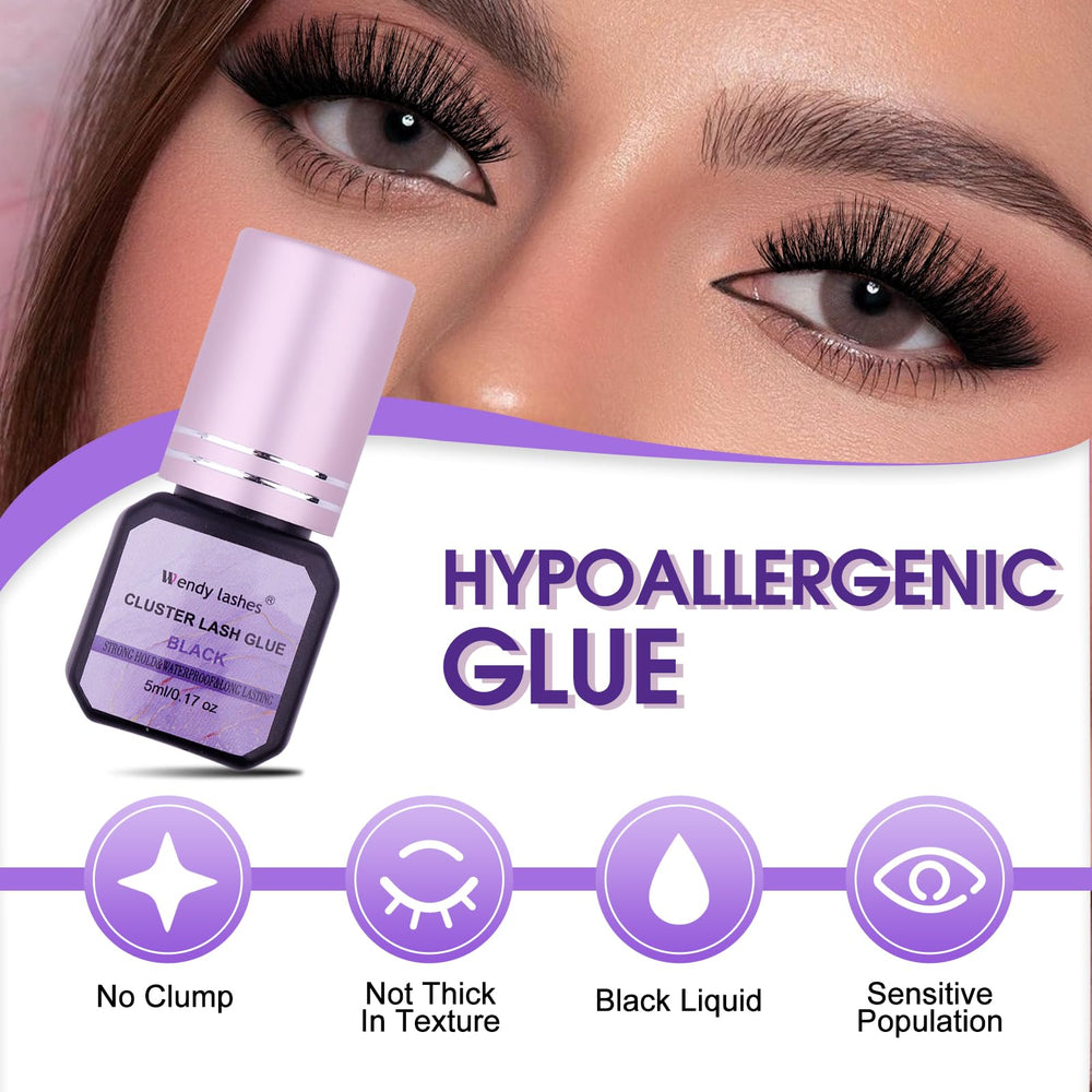 Wendy Lashes Cluster Glue 5ml bottle ideal for DIY lash extensions.