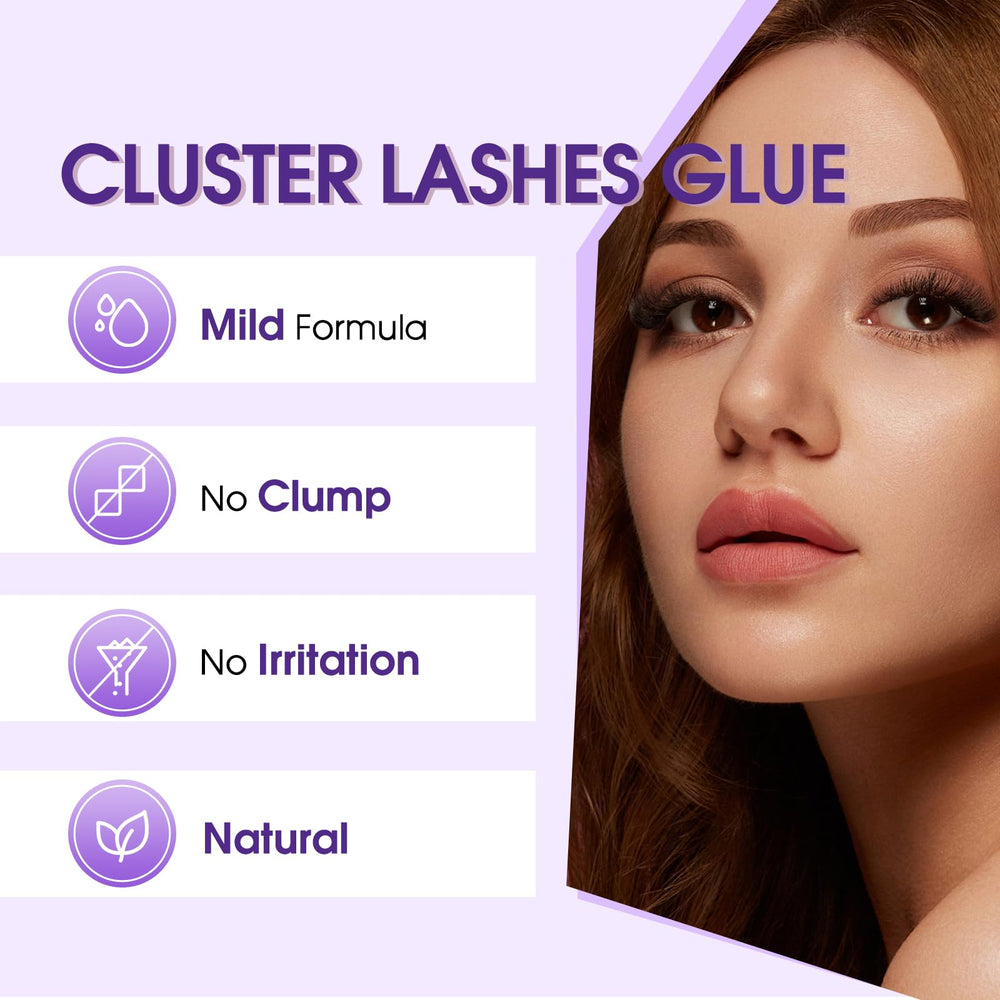 Wendy Lashes Cluster Glue waterproof formula lasts up to 72 hours.