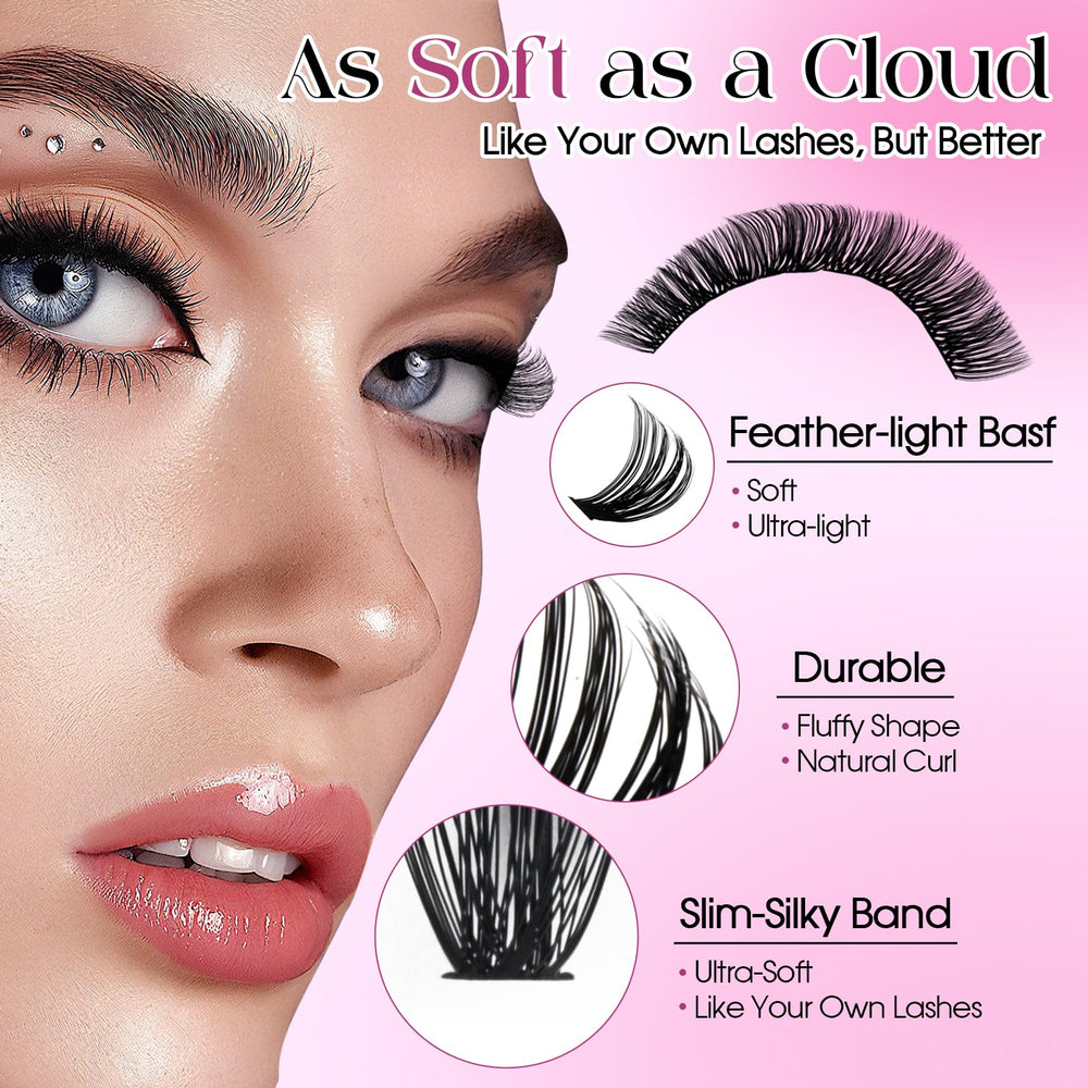 Wendy Lashes 80D clusters kit for flexible, comfortable wear
