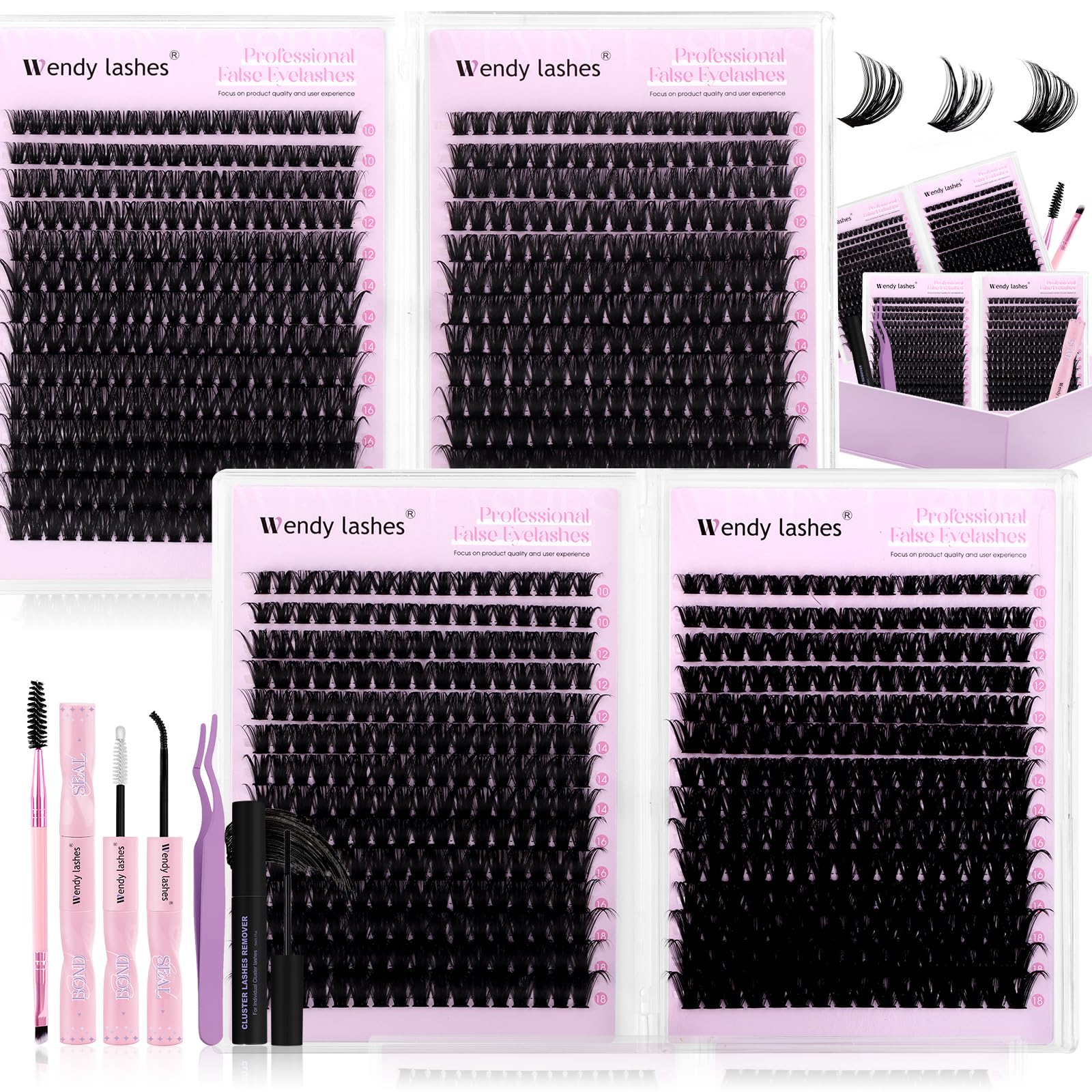 Wendy Lashes 980-pcs clusters kit for bulk DIY lash extensions
