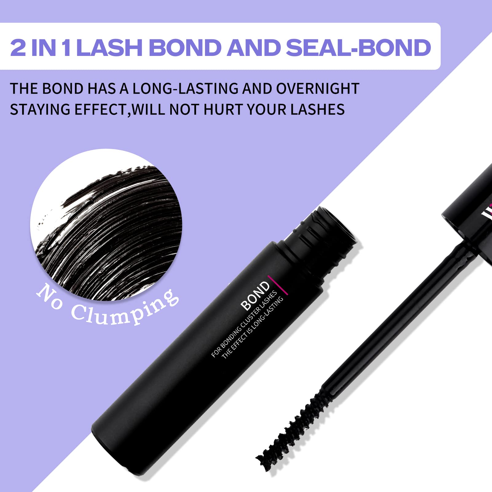Wendy Lashes delicate brush head applies evenly to natural lashes for precise placement.