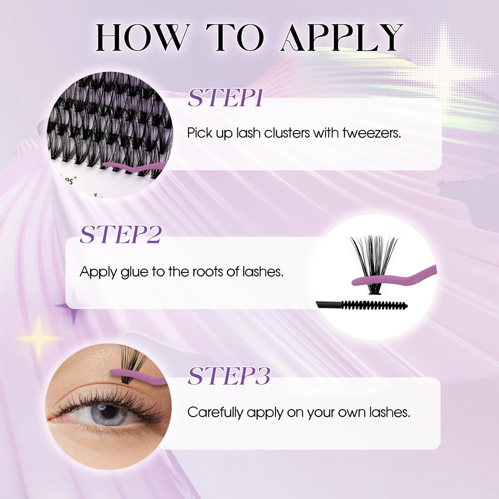 Wendy Lashes high-precision tweezers for precise cluster placement