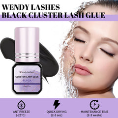 Wendy Lashes long-lasting glue provides 72-hour hold with gentle formula.