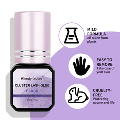 Wendy Lashes low-irritation adhesive for sensitive skin during lash extensions.