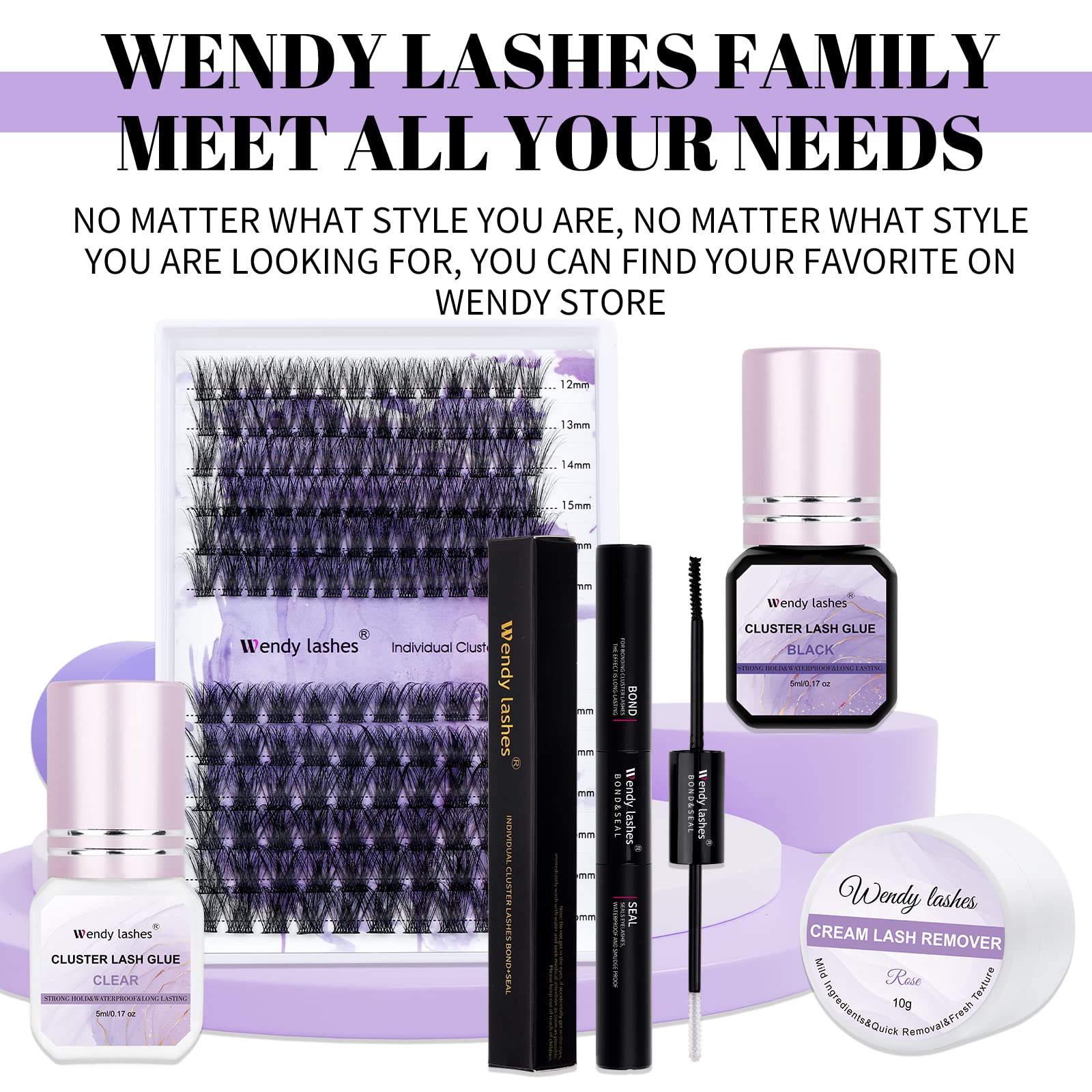 Wendy Lashes waterproof glue maintains hold in heat and humidity.