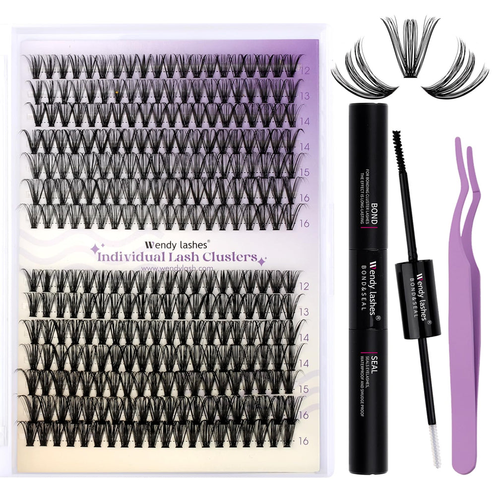 Wendy Lashes lash clusters kit natural front view for at-home salon results