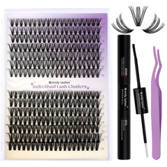 Wendy Lashes lash clusters kit natural front view for at-home salon results