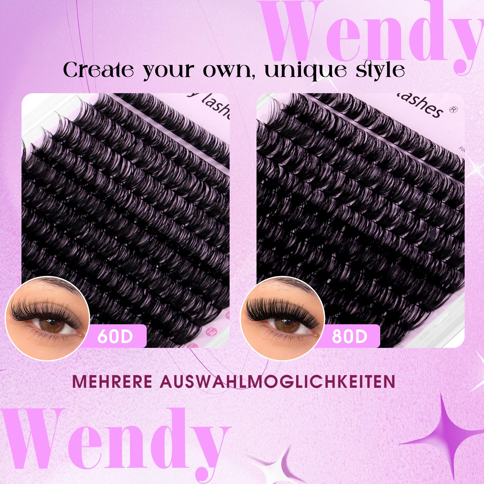 Wendy Lashes lightweight lash clusters provide dramatic look with minimal weight.
