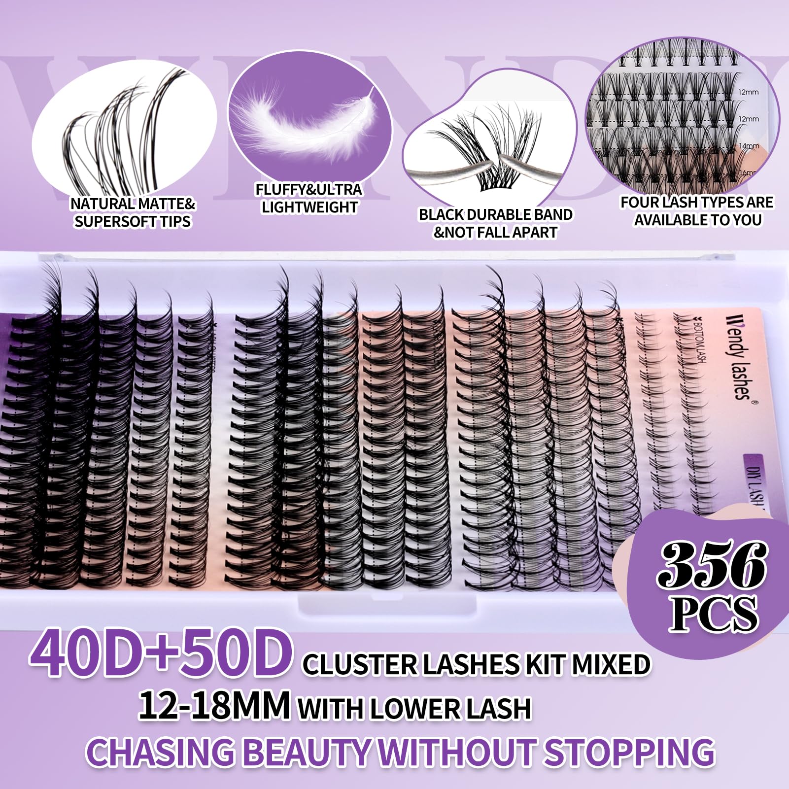 Wendy Lashes lash clusters tray offers natural to bold looks.