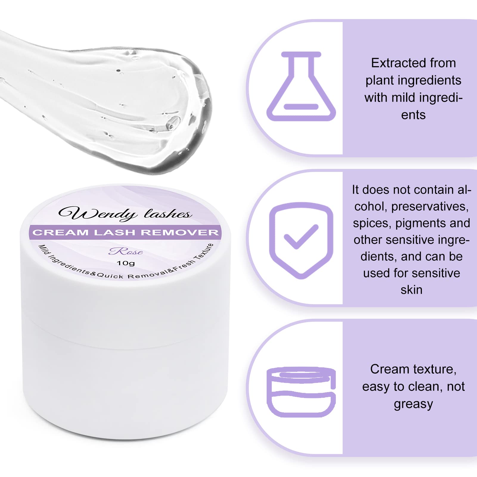 Textura crema delicada de Wendy Lashes para control fácil.