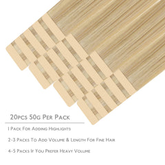 Wennalife tape-in extensions packaging and wefts for easy measurement and application.