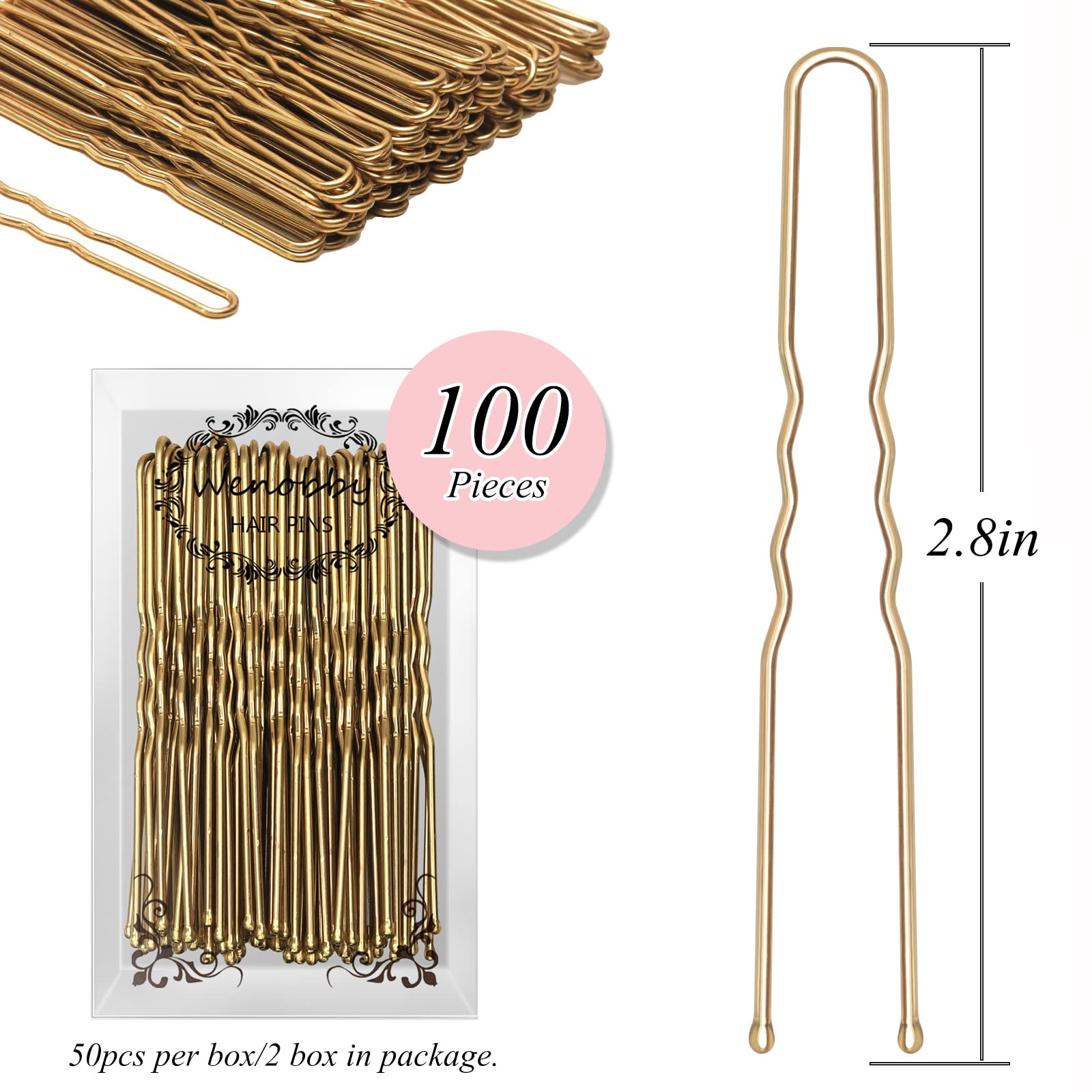 Wenobby gold pins with stainless coating for easy styling and removal