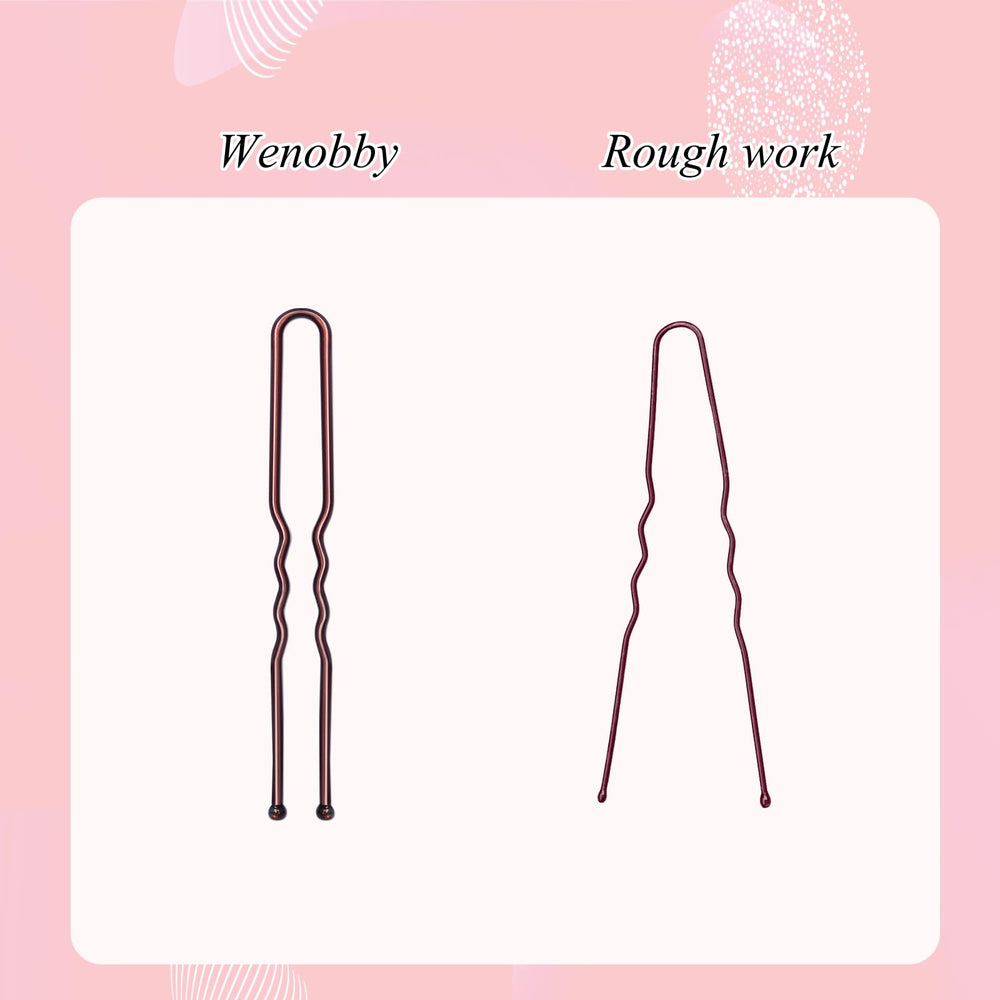 Wenobby pins with smooth ball tips prevent scalp discomfort.