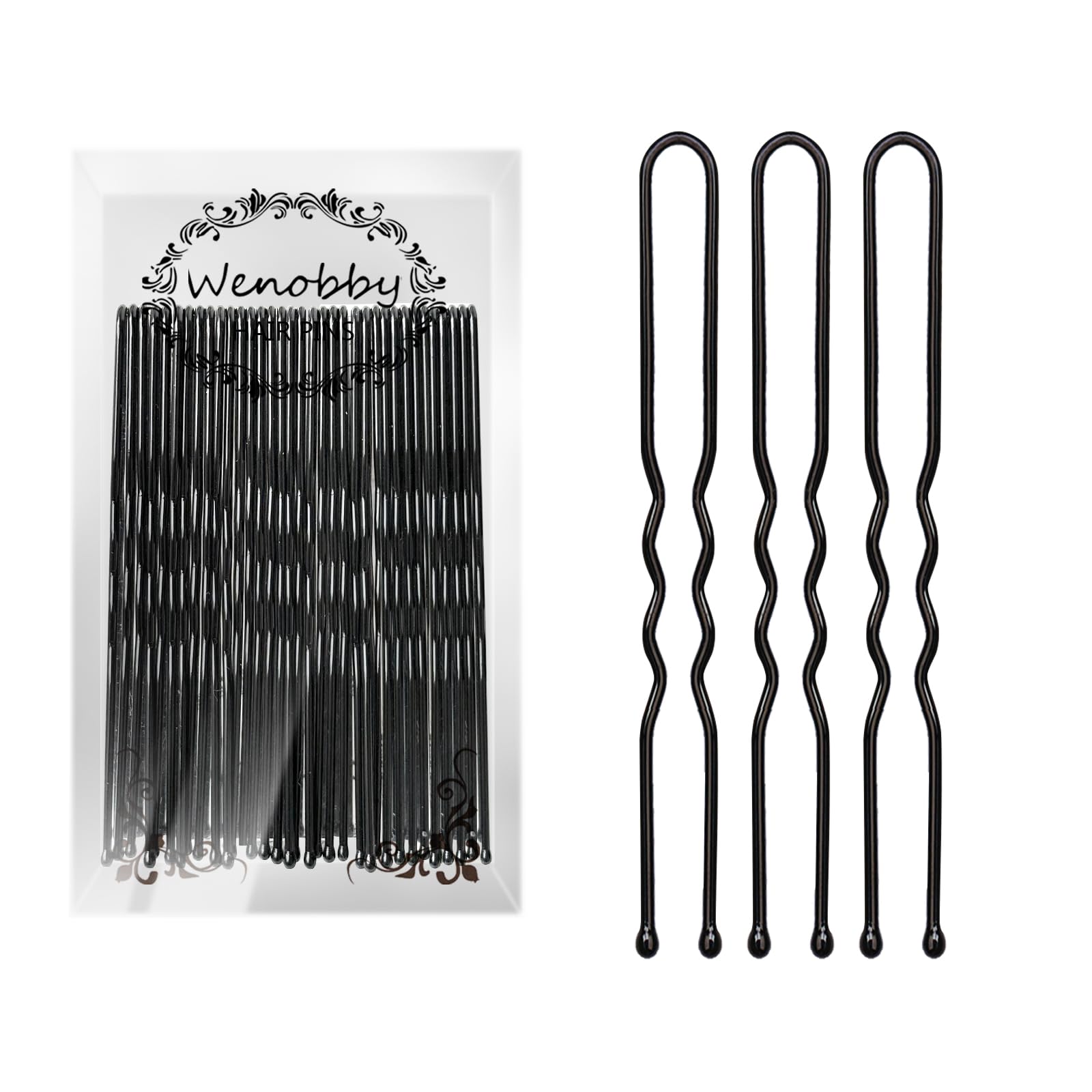 Wenobby U shaped hair pins in a closed pack offer sturdy buns security