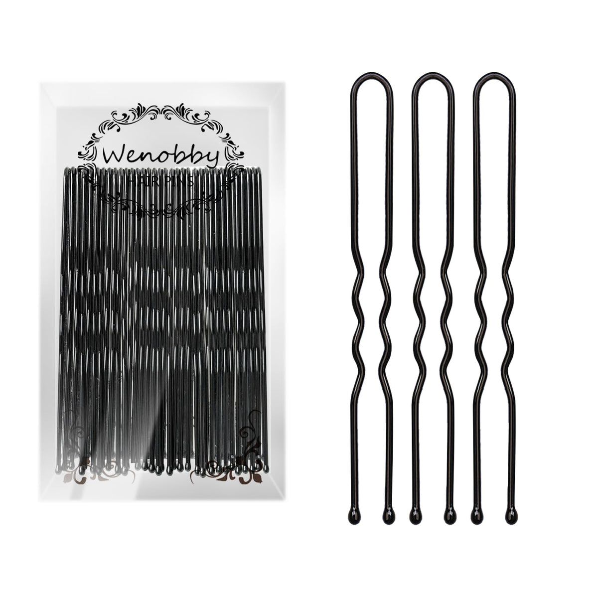 Wenobby U shaped hair pins in a closed pack offer sturdy buns security