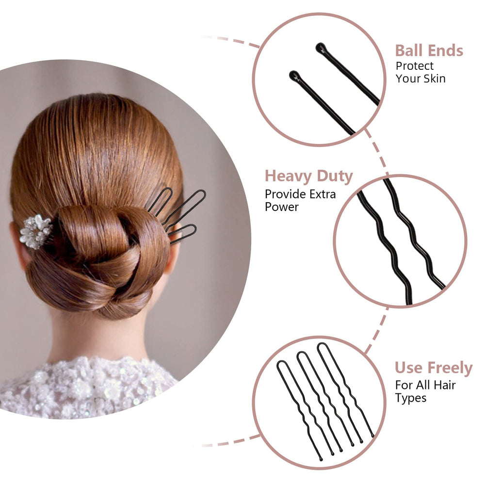 Wenobby U shaped pins securing an elegant updo hairstyle