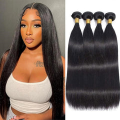 WENYAN straight bundles 16-inch pack shows soft, full density for natural blend.