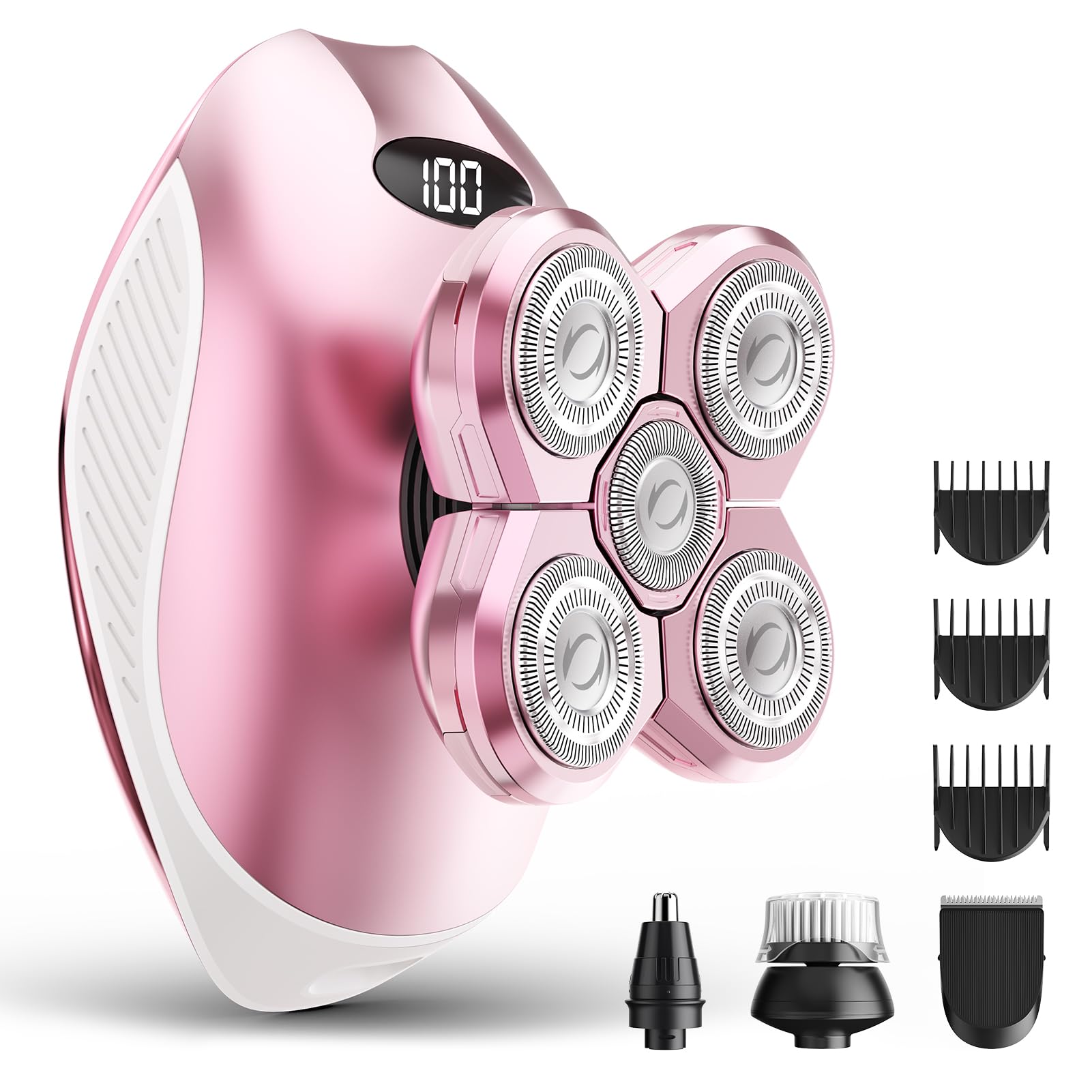 WEQOEE electric razor front view in pink, ideal for quick daily grooming.