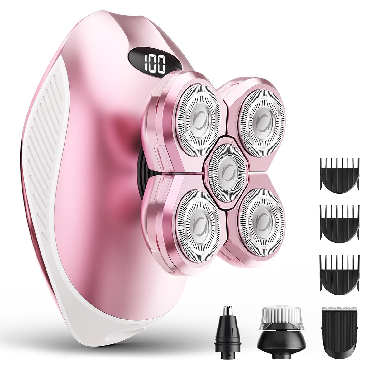 WEQOEE electric razor front view in pink, ideal for quick daily grooming.