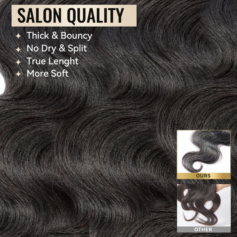 WEQUEEN 22-inch natural black bundle provides dramatic length for voluminous looks