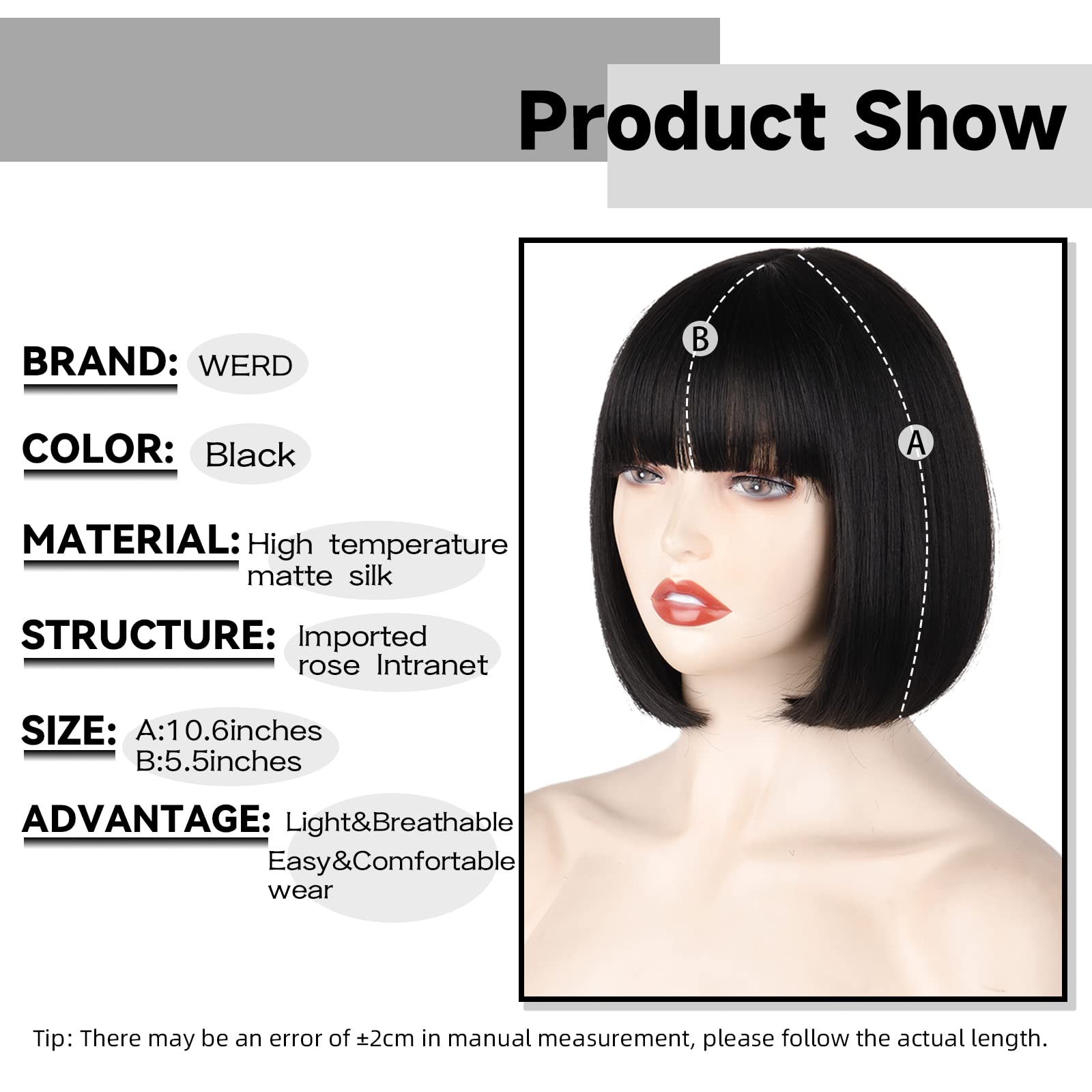 WERD straight bob wig with bangs for a refined face-framing silhouette