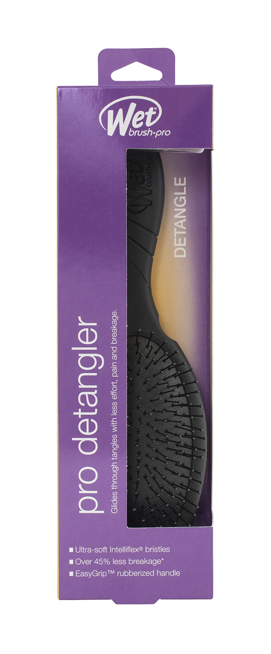 Wet Brush Brush Pro Detangler Black gliding through wet hair for smoother detangling.