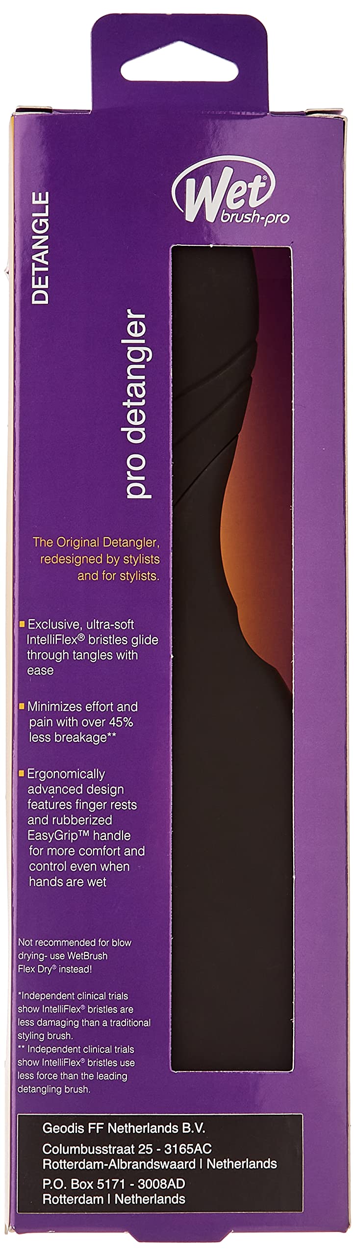 Wet Brush Brush Pro Detangler Black detangles extensions and wigs safely.