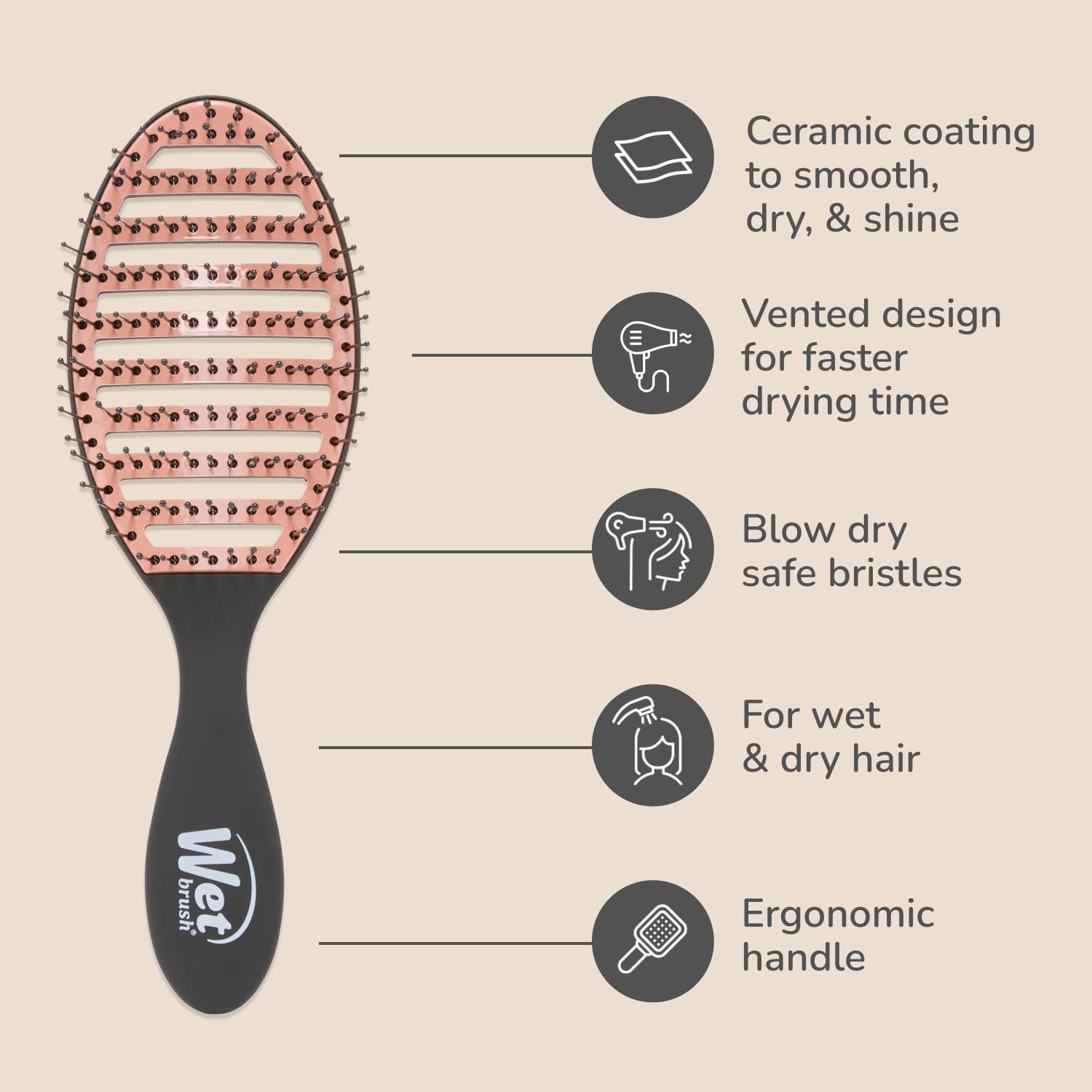 Wet Brush Ceramic Speed Dry ceramic plate warms quickly for smooth finish