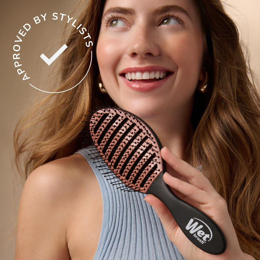 Wet Brush Ceramic Speed Dry in-use on straight hair for sleek results