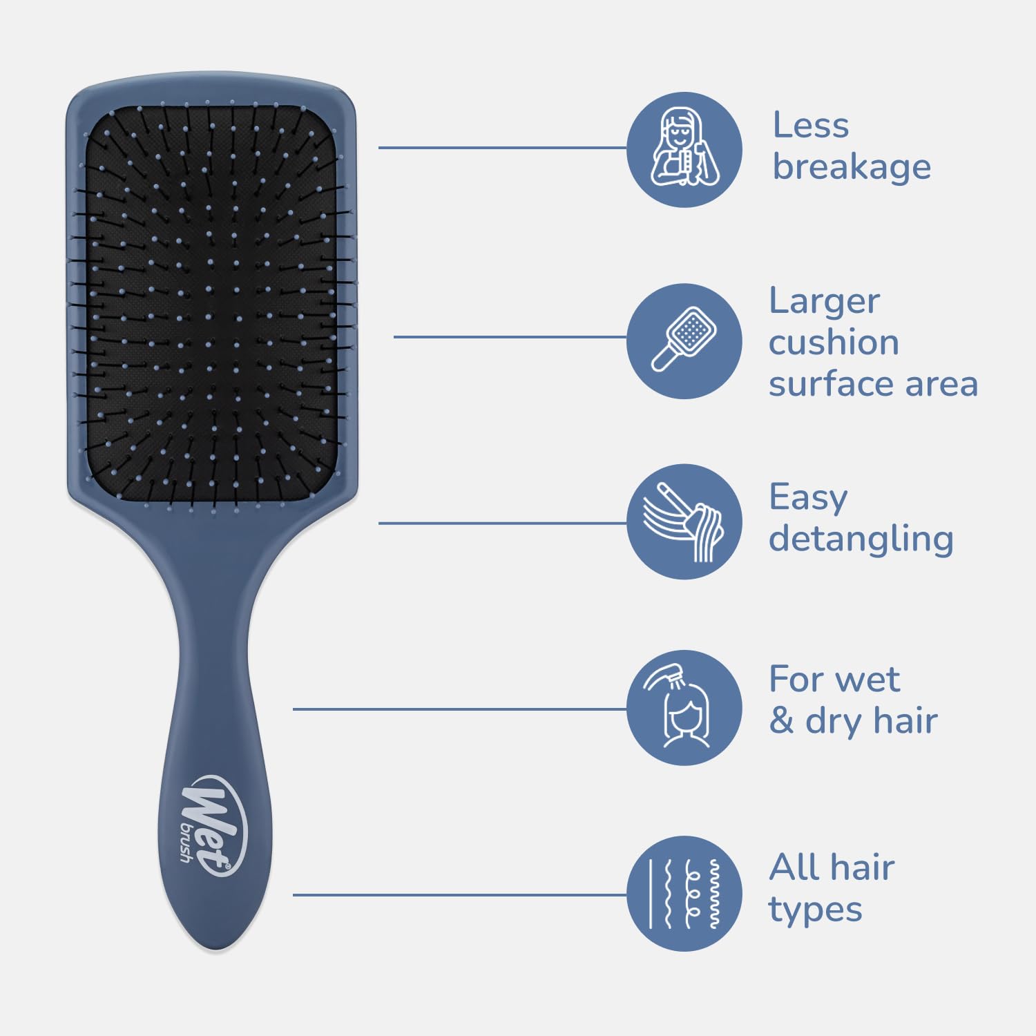 Brush spreads conditioning treatments evenly across strands