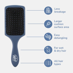 Brush spreads conditioning treatments evenly across strands
