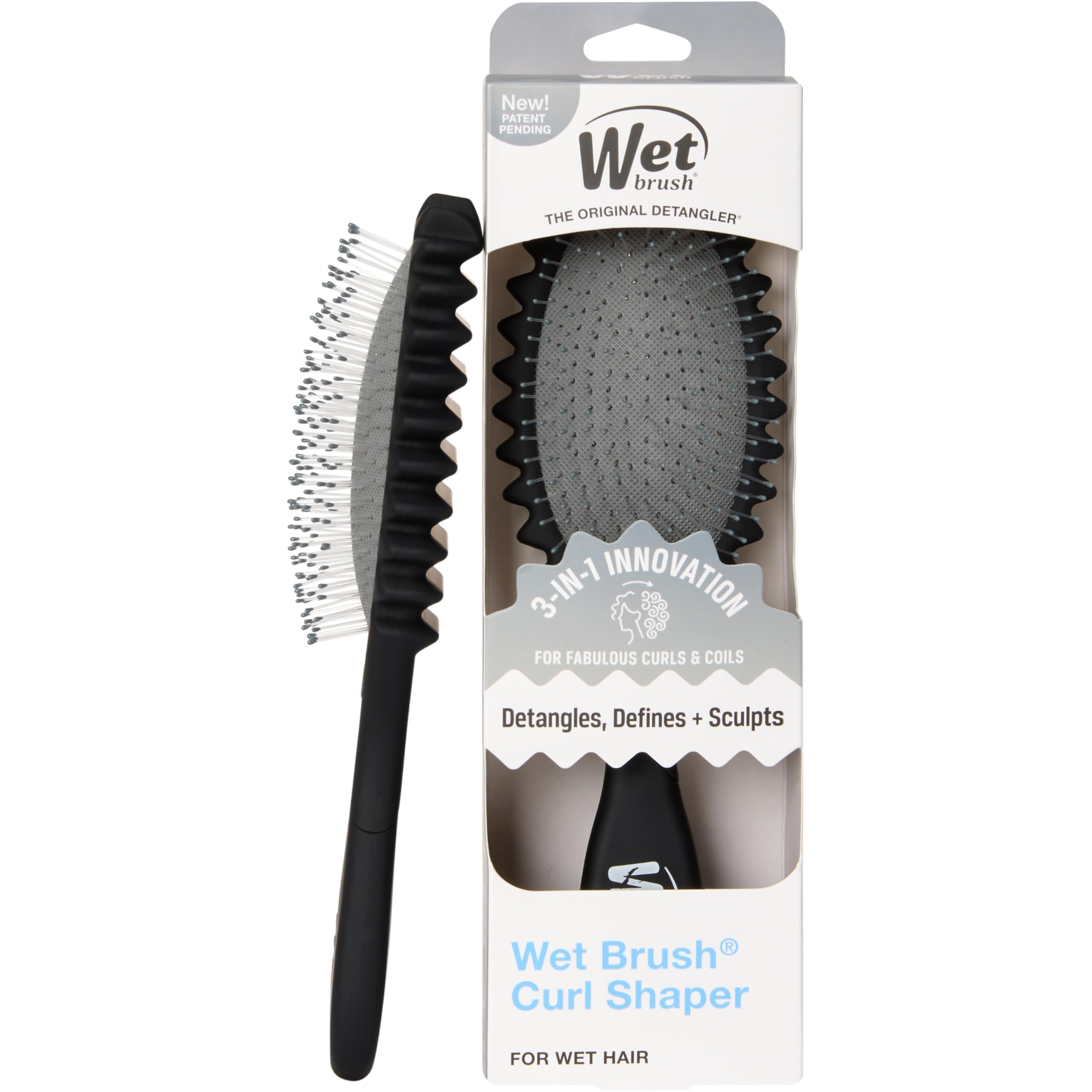 Wet Brush Curl Shaper bottle pour for easy conditioner application in the shower.