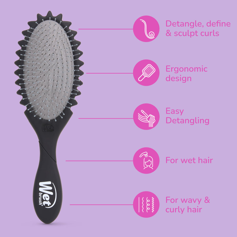 Wet Brush Curl Shaper in use with leave-in conditioner for moisture and definition.