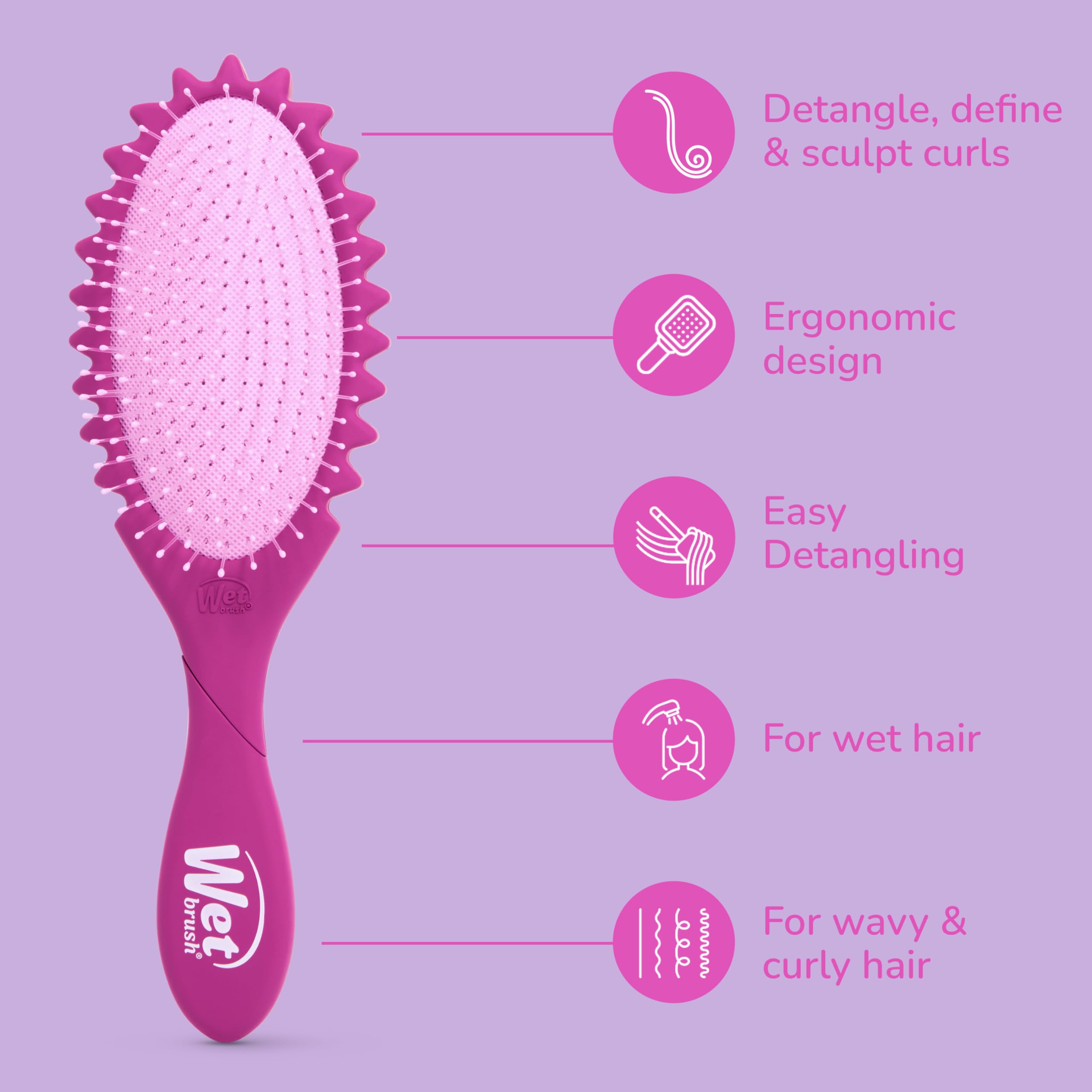Wet Brush Curl Shaper used on wet hair for safe detangling.