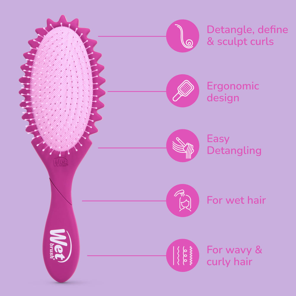 Wet Brush Curl Shaper used on wet hair for safe detangling.