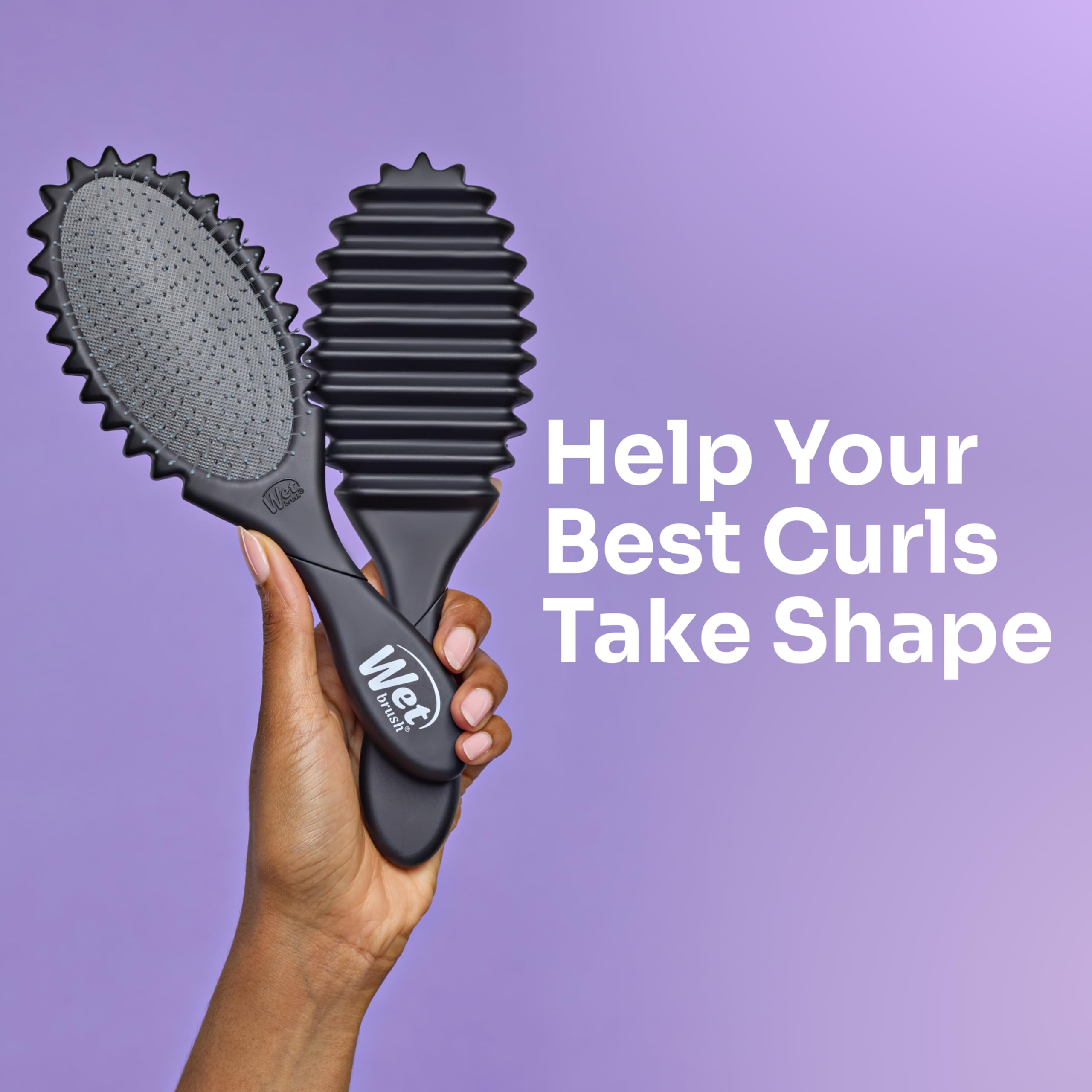 Wet Brush Curl Shaper on wet hair shows gentle detangling with IntelliFlex bristles.