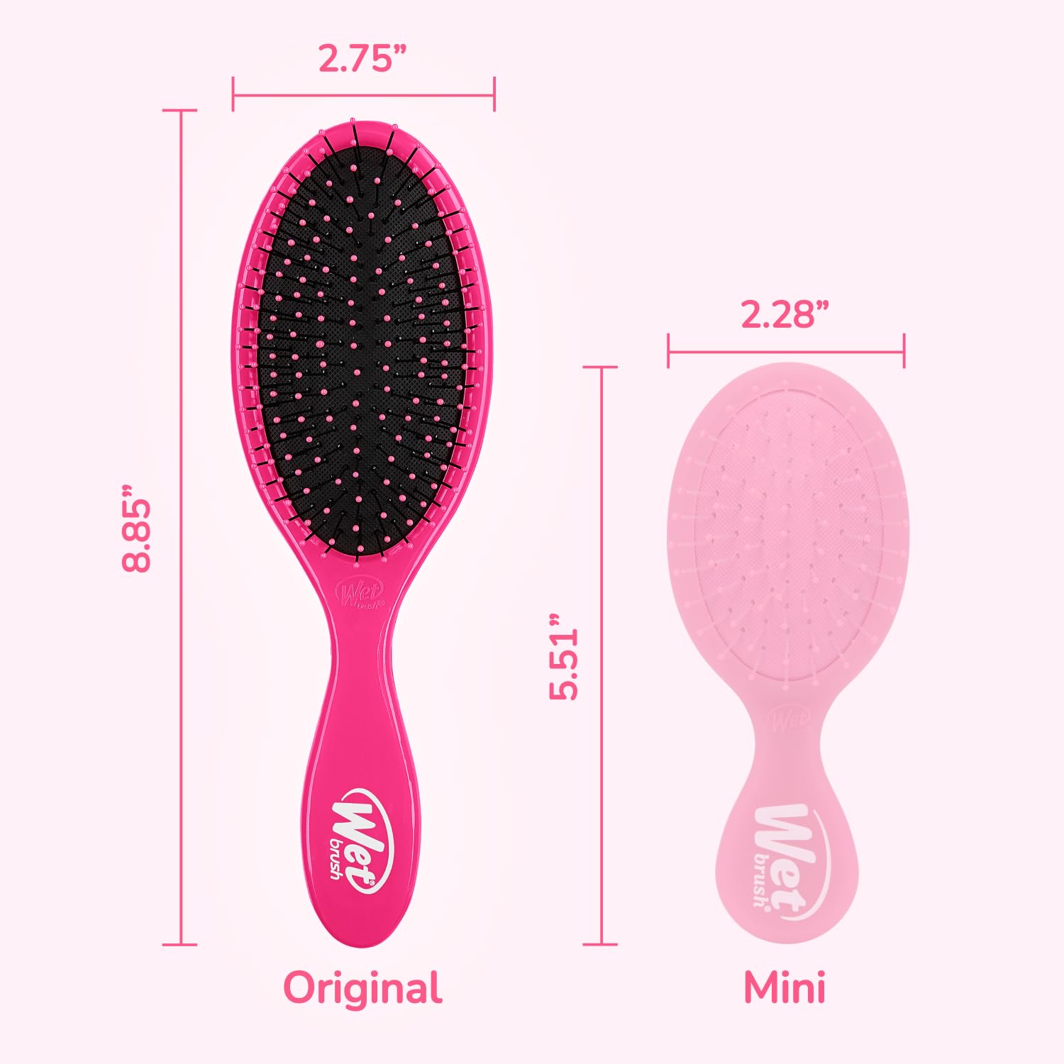 Wet Brush detangler on curly hair in pink helps soften tangles and prevent snags