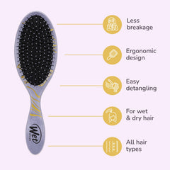 Wet Brush detangler on wet hair demonstrates painless detangling.
