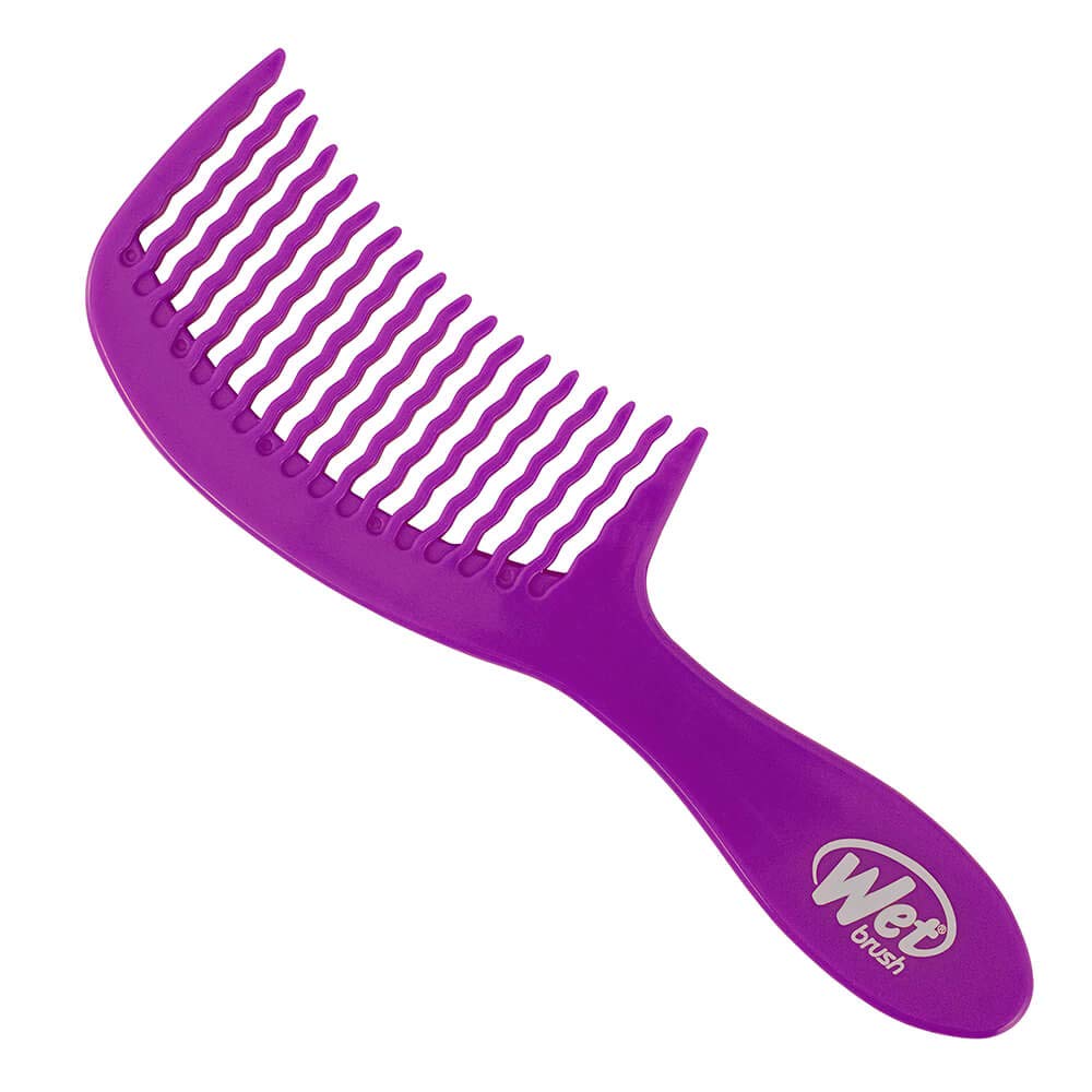 Wet Brush detangling comb purple with wide teeth for gentle detangling.
