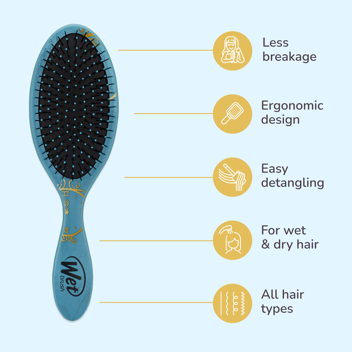 Wet Brush Disney Original Detangler Cinderella on wet hair delivers smooth detangling with less breakage