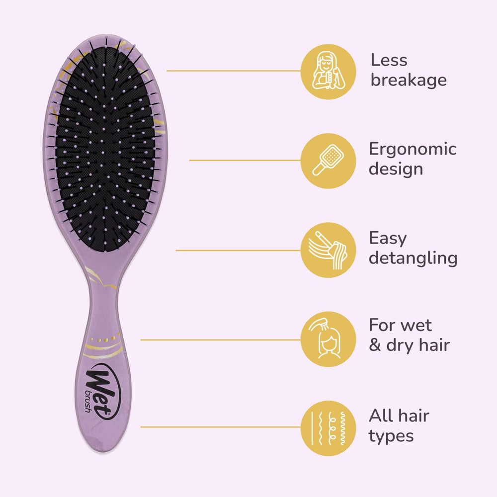 Wet Brush Jasmine detangler IntelliFlex bristles flex to reduce breakage.
