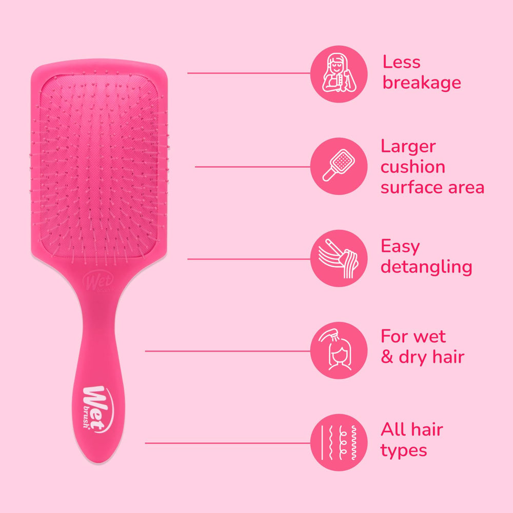Wet Brush Paddle Detangler — broader surface distributes treatments evenly.