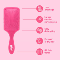 Wet Brush Paddle Detangler — broader surface distributes treatments evenly.