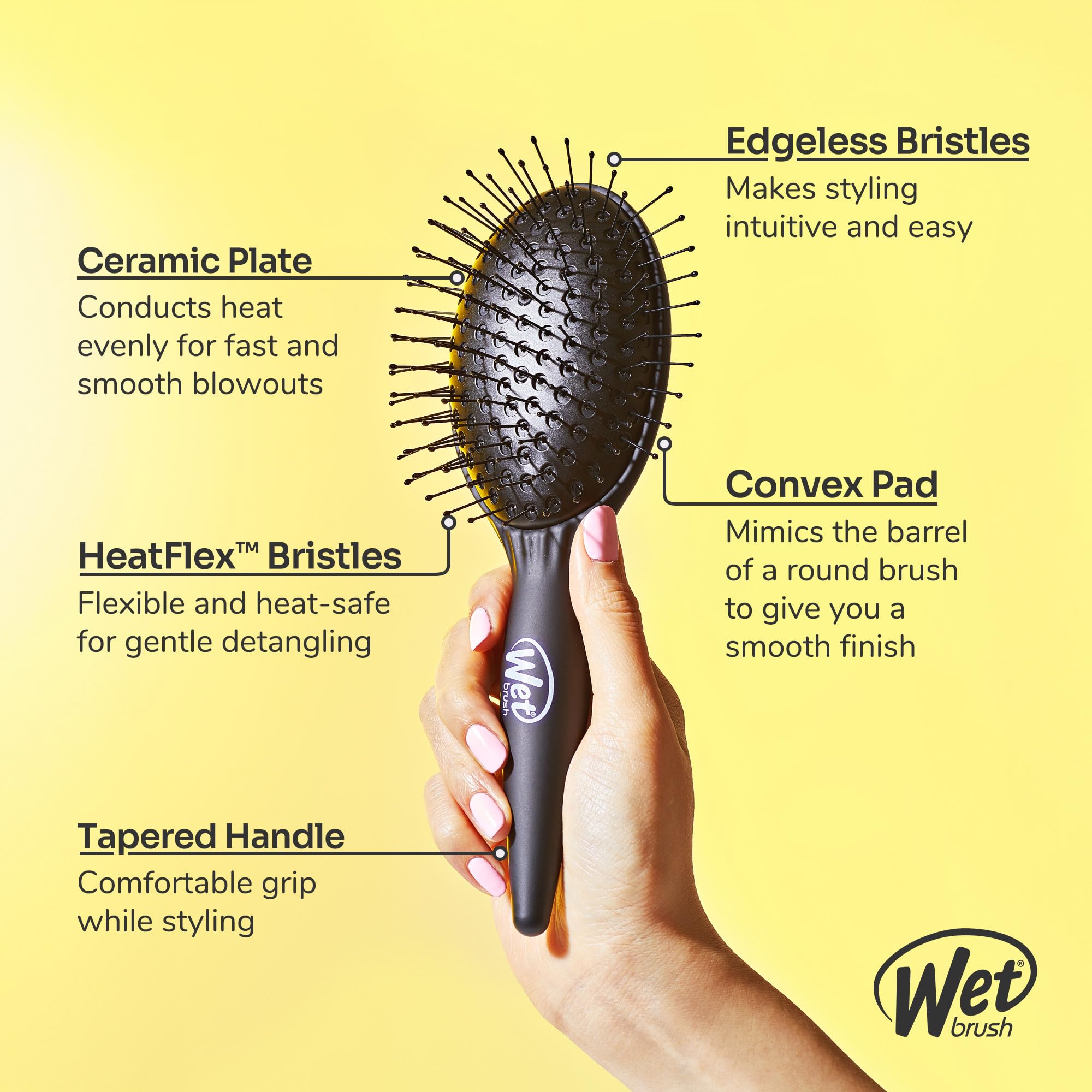 Wet Brush Easy Blowout Brush ceramic coating for even heat smoothing