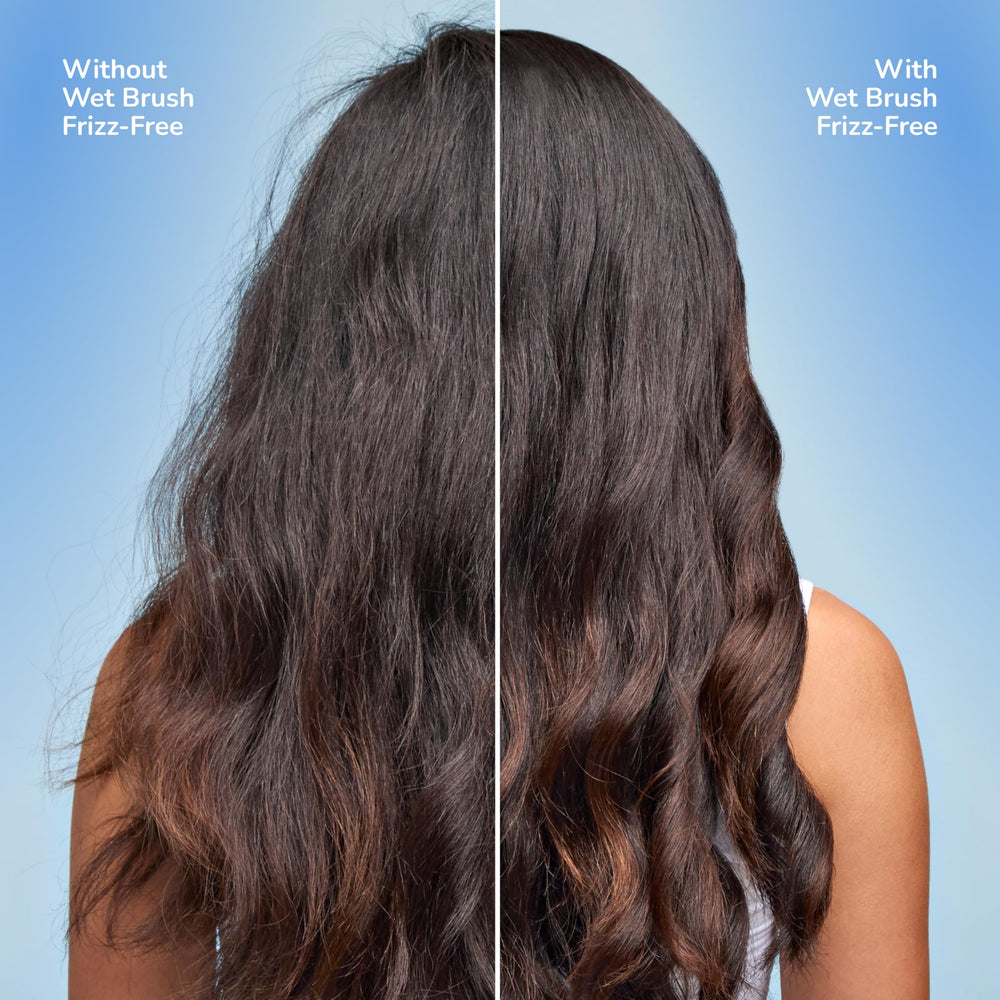 Wet Brush Frizz-Free Detangler demonstrates glossy finish and frizz control after brushing
