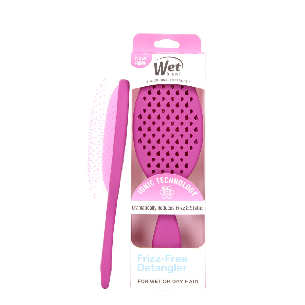 Wet Brush Frizz-Free Detangler front view in purple showing smooth, effortless detangling