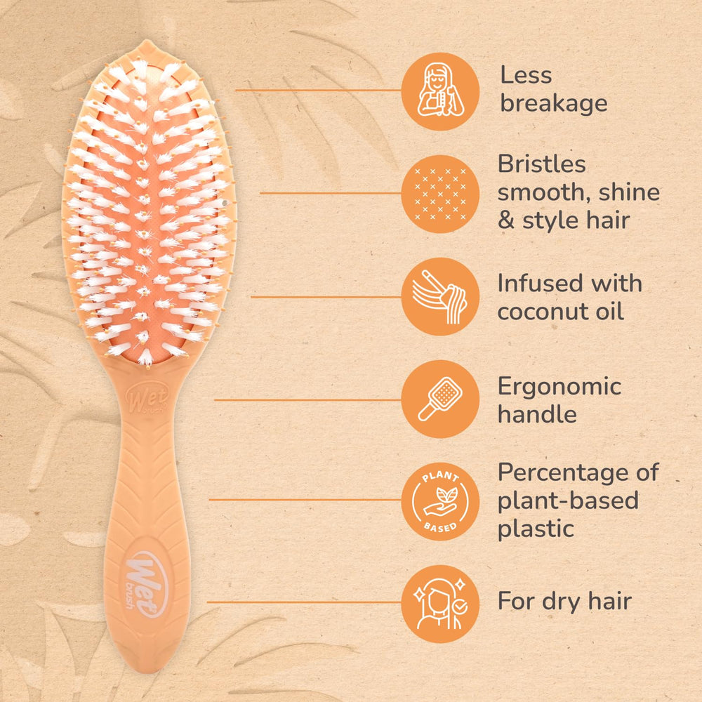 Plant-based plastic body of Wet Brush Go Green Coconut Oil emphasizes sustainable styling.